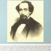 Vintage Charles Dickens Portrait Canvas Afdruk (Insitu (Houten vloer))