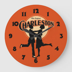 Vintage Charleston-blad Muziek Art Grote Klok