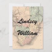 Vintage Charleston SC Map Wedding Uitnodiging (Voorkant)