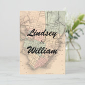 Vintage Charleston SC Map Wedding Uitnodiging (Staand voorkant)