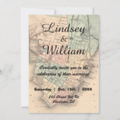 Vintage Charleston SC Map Wedding Uitnodiging (Achterkant)