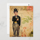 Vintage Charlie Chaplain French Carte Postale Briefkaart (Voorkant / Achterkant)