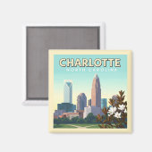 Vintage Charlotte North Carolina Magneet (Voorkant / Achterkant)
