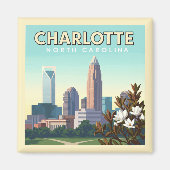 Vintage Charlotte North Carolina Magneet (Voorkant)