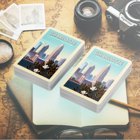 Vintage Charlotte North Carolina Pokerkaarten