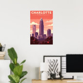 Vintage Charlotte North Carolina Poster (Thuiskantoor)