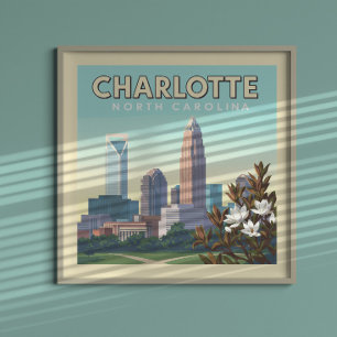 Vintage Charlotte North Carolina Poster