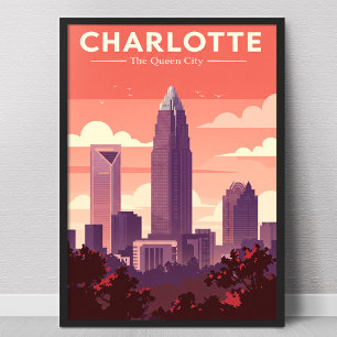 Vintage Charlotte North Carolina Poster