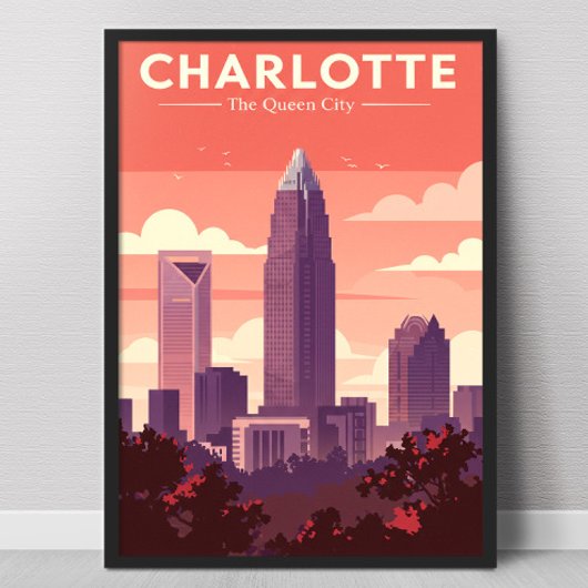 Vintage Charlotte North Carolina Poster