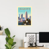 Vintage Charlotte North Carolina Poster (Thuiskantoor)