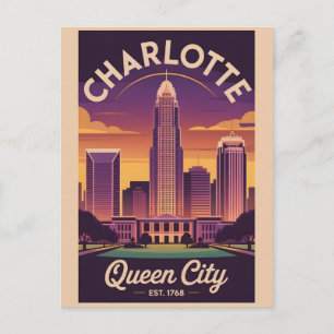Vintage Charlotte North Carolina Queen City Retro Briefkaart
