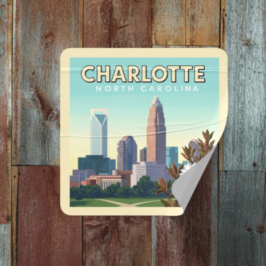 Vintage Charlotte North Carolina Vierkante Sticker
