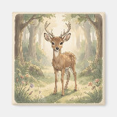 Vintage charmante herten in het bos magneet (Voorkant)