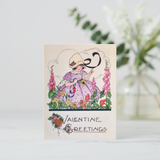 Vintage charmante valentijn feestdagenkaart (Staand voorkant)