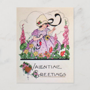 Vintage charmante valentijn feestdagenkaart