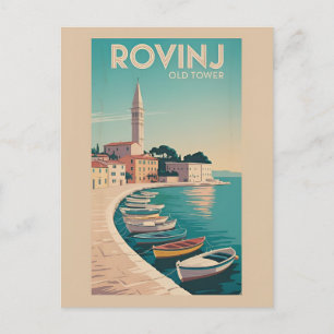 Vintage Charme: Oude Toren van Rovinj Ansichtkaart Briefkaart