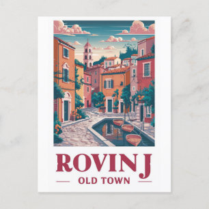 Vintage Charme: Oude Toren van Rovinj Ansichtkaart Briefkaart