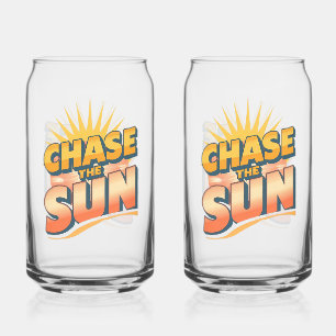 Vintage "Chase the Sun" Positieve Energie Blikvorm Glas