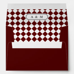 Vintage Check Geruite Monogram Huwelijksenvelop Envelop