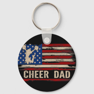 Vintage Cheer Papa Amerikaanse Vlag Cheerleadingda Sleutelhanger