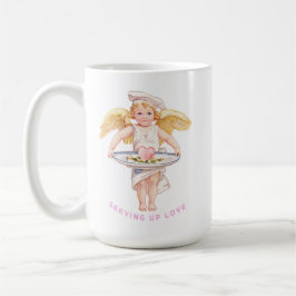 Vintage Chef Cherub Serving Up Love Chic Valentine Koffiemok