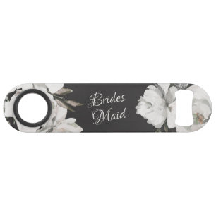 Vintage Cherish Witte Bloemen & Rozen Bruidsmeisje Speed Flessenopener