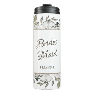 Vintage Cherish Witte Bloemstukken Aangepaste Brui Thermosbeker