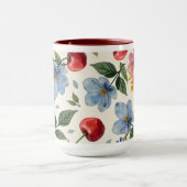 Vintage Cherry and Floral Coffee Mug Mok (Midden)