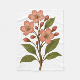 Vintage Cherry Blossom Fleece Blanket | Soft Deken