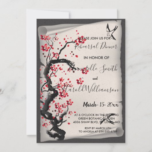 Vintage Cherry Blossom Kaart (Voorkant)