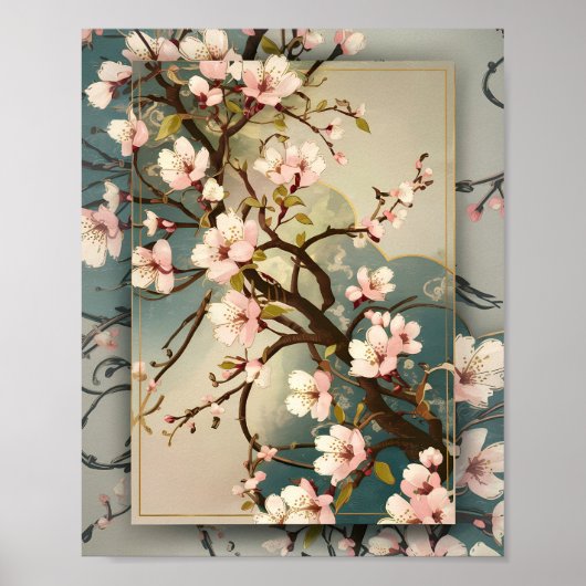 Vintage Cherry Blossom Poster (Voorkant)
