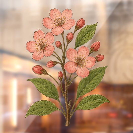 Vintage Cherry Blossom Raamsticker (Vel 2)