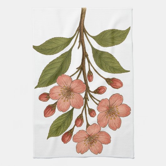 Vintage Cherry Blossom Theedoek (Verticaal)