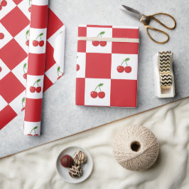 Vintage Cherry Gingham :Coquette & Cottagecore  Cadeaupapier