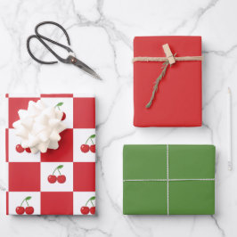 Vintage Cherry Gingham :Coquette & Cottagecore  Inpakpapier Vel