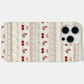 Vintage Cherry Lace Pattern iPhone Case (Achterkant (horizontaal))