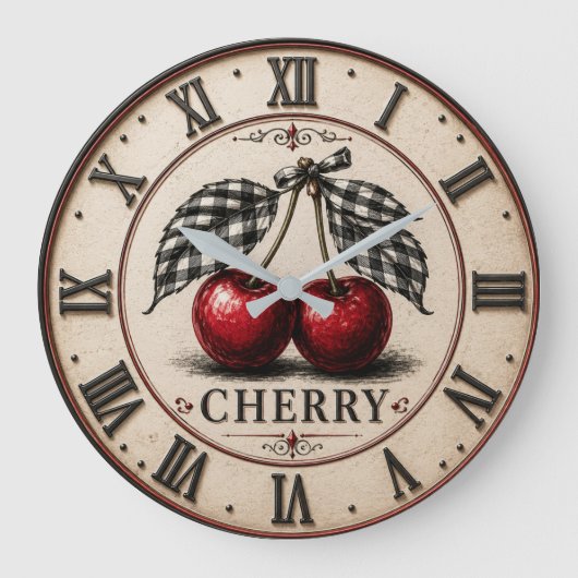 Vintage Cherry Rustic Farmhouse Fruit Kitchen  Grote Klok (Voorkant)