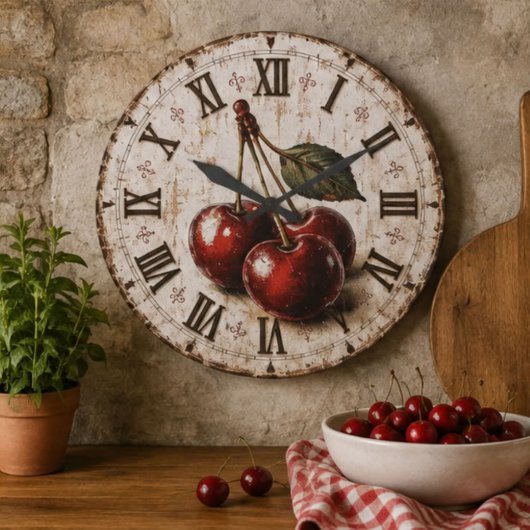Vintage Cherry  Rustic Farmhouse Kitchen Grote Klok