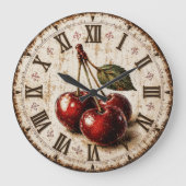 Vintage Cherry Rustic Farmhouse Kitchen Grote Klok (Voorkant)