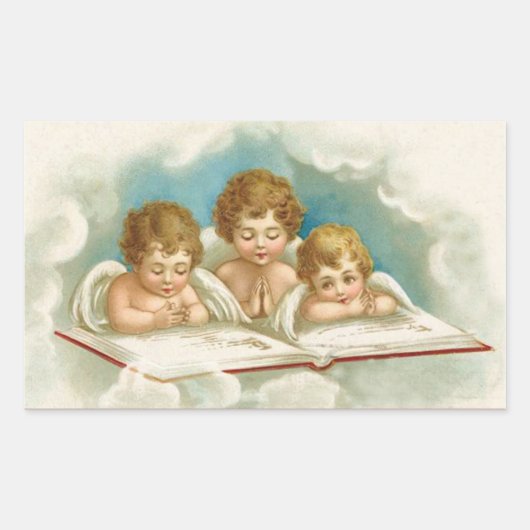 Vintage cherub angels kerstvakantie sticker (Voorkant)