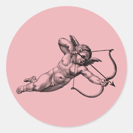 Vintage Cherub Cupid Liefde Ronde Sticker (Voorkant)