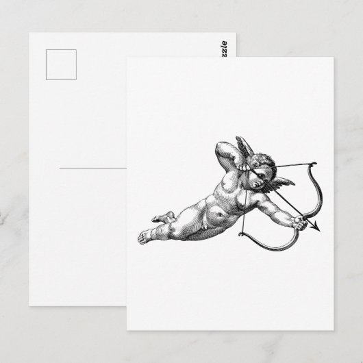 Vintage Cherub Cupid Love Briefkaart (Voorkant / Achterkant)