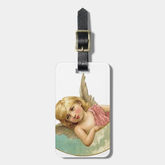 Vintage Cherub en Cresent Moon Bagagelabel (Voorkant verticaal)