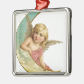 Vintage Cherub en Cresent Moon Metalen Ornament (Links)