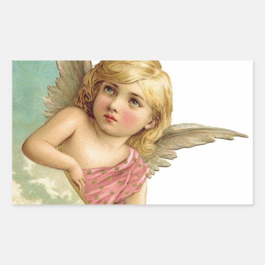 Vintage Cherub en Cresent Moon Rechthoekige Sticker (Voorkant)