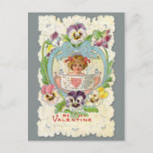 Vintage Cherub en Pansies Valentijn Briefkaart (Voorkant)