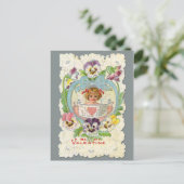 Vintage Cherub en Pansies Valentijn Briefkaart (Staand voorkant)