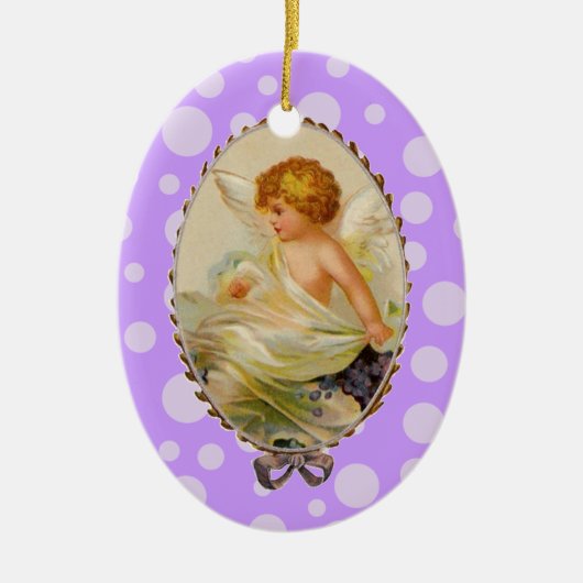 Vintage Cherub Keramisch Ornament (Voorkant)