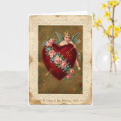 Vintage Cherub Love Arrow Kaart (Gele Bloem)