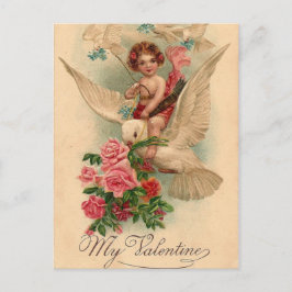 Vintage Cherub Mijn Valentijn Feestdagenkaart